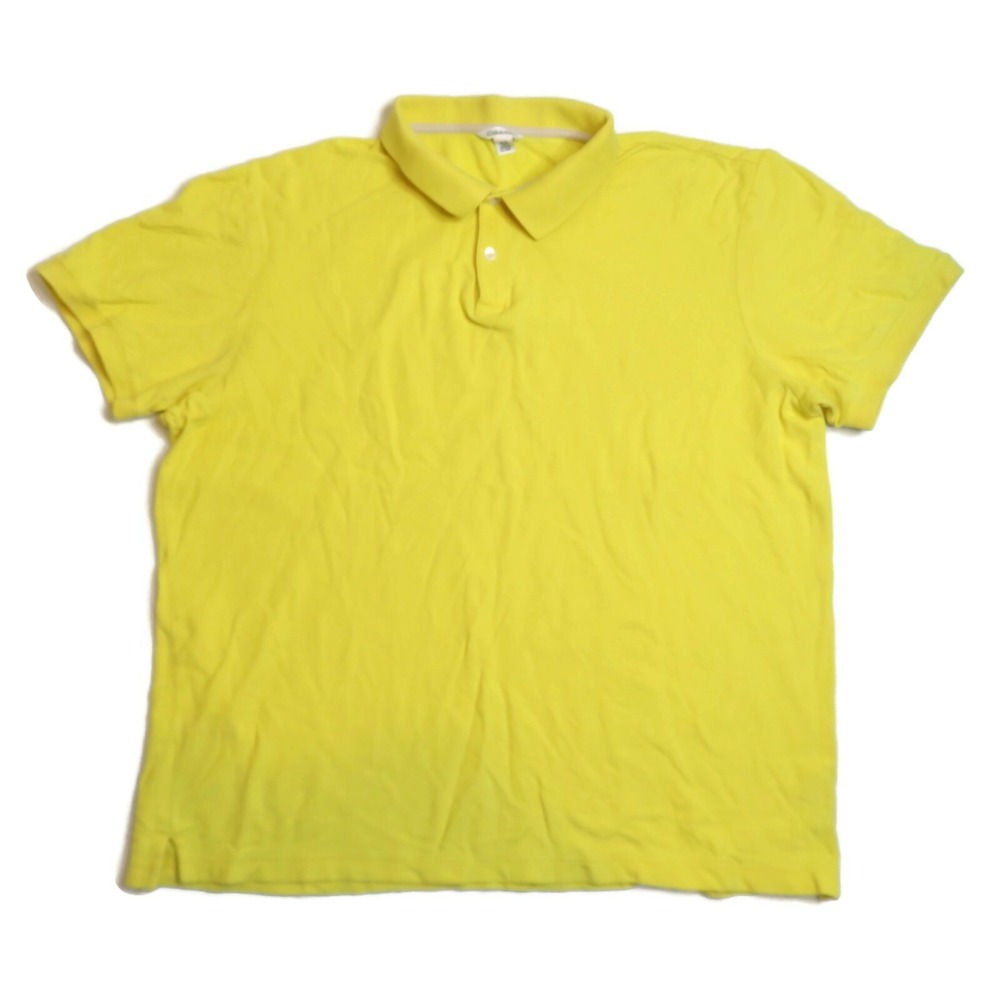 Calvin Klein Polo Shirt Mens Large Yellow‎ Short Sleeve Cotton